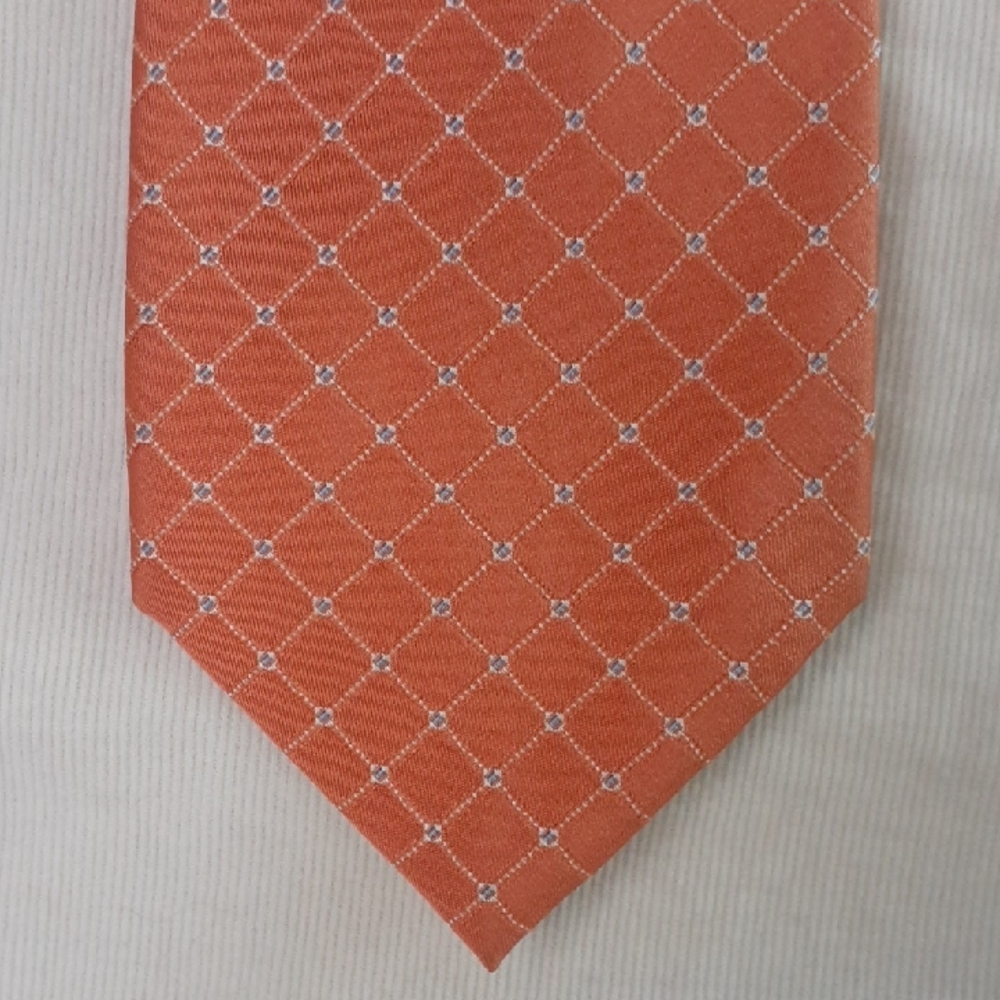Van Heusen Orange Mem's Silk Tie with Geometric Pattern